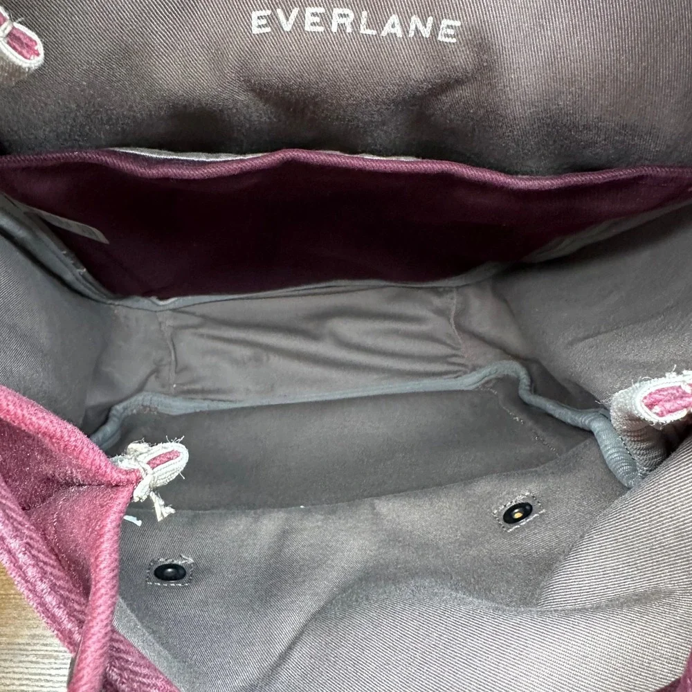Everlane Modern Snap Backpack Burgundy Twill Laptop Bag Minimalist School Travel